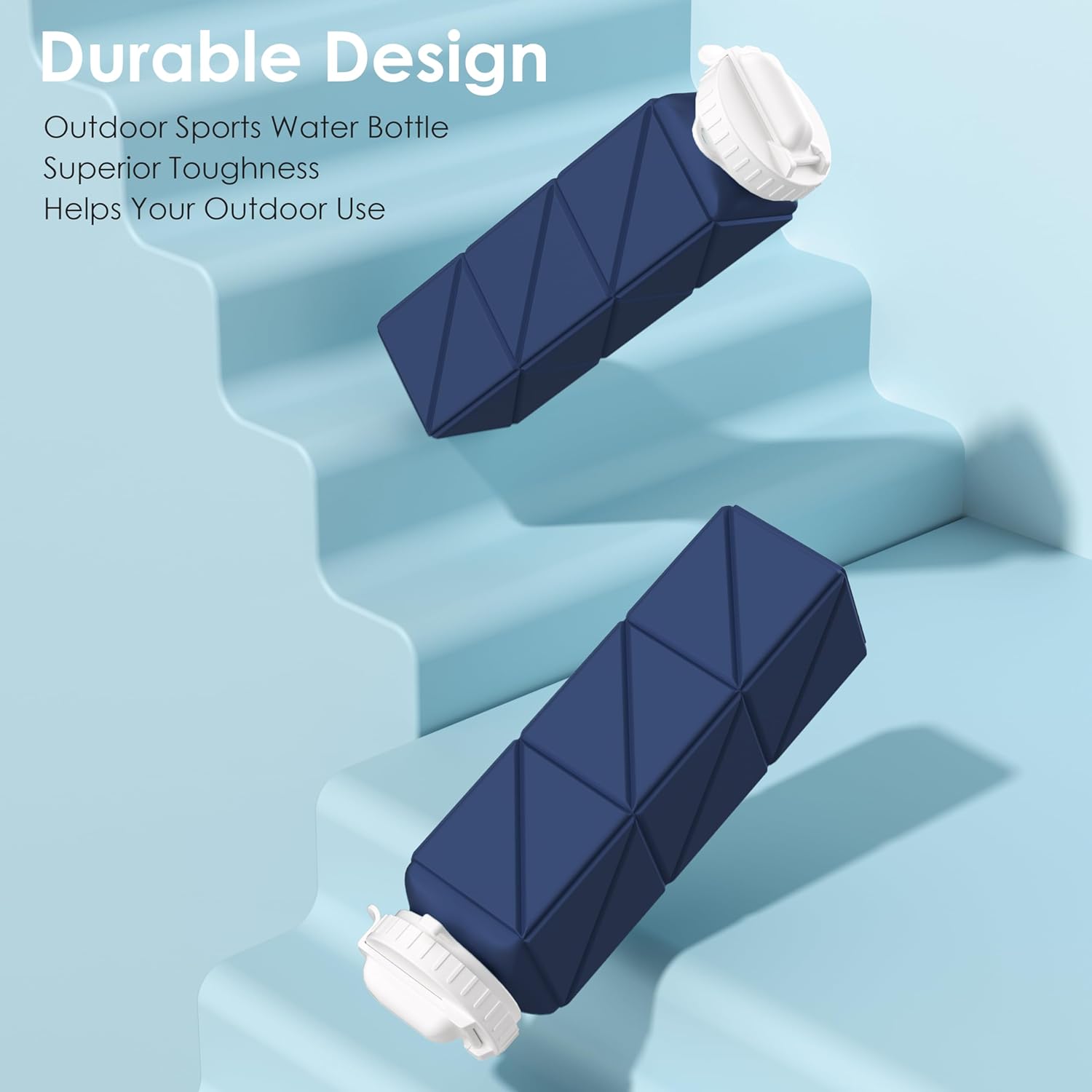 2 pack Collapsible Water Bottles Leakproof Lid –Food-Grade BPA-Free Silicone Travel Bottles –Foldable Water Bottle 610ml &straw for Outdoor Travel Gym,Hiking,Sports,Camping,Biking Reusable - Image 7