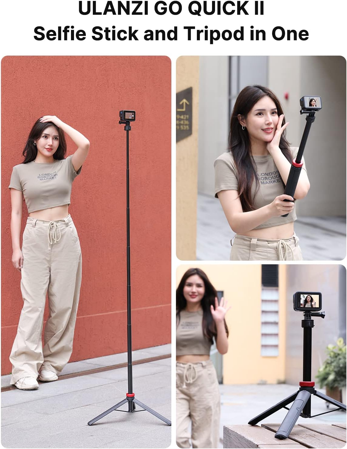 57in Selfie Stick Tripod - ULANZI Go Quick II Extendable Tripod Stand Magnetic Suction Quick Release Vlog Accessories Handle for GoPro Hero 11 10 9 8 7 6 5/Max/DJI OSMO Action Cam - Image 3