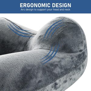 Inflatable Travel Pillow for Airplane Inflatable Neck Pillow for Traveling with Soft Velvet Washable Cover for Sleeping, Airplane,Train, Car, Office, Contoured Eye Masks, Earplugs