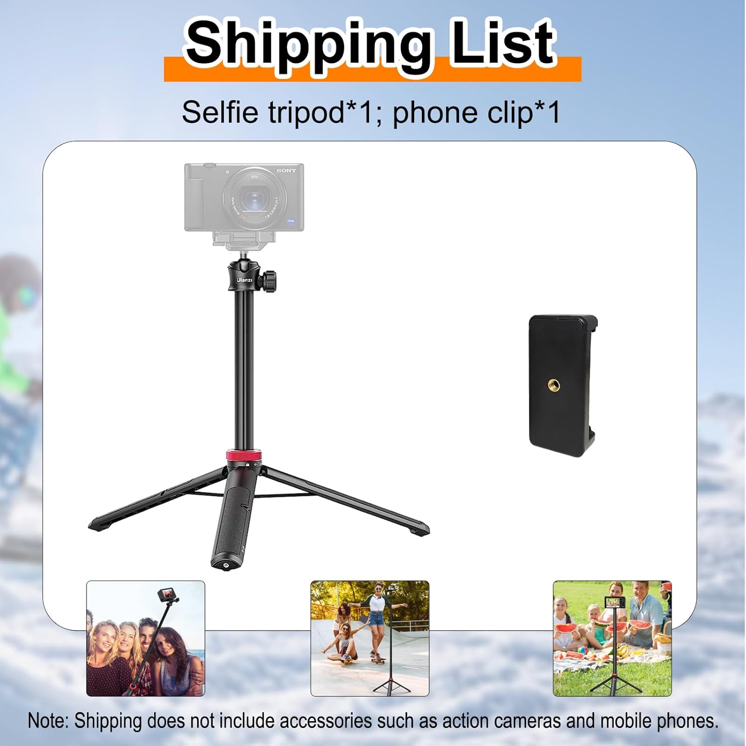 O'woda Camera Selfie Stick Tripod with Smartphone Adapter for GoPro Hero 12/11/10/9/ 8/7/ DJI Action 3/ Insta360X4/ X3/ ONE X2 Accessory - Image 7